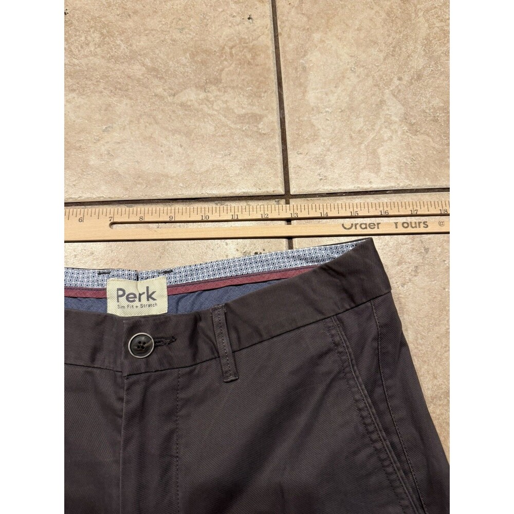 Perk Pants Mens 31x32 Gray Slim Fit Stretch Chino Casual Cotton Spandex - Picture 7 of 8